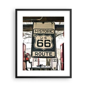 Plakat i sort ramme - En retro-amerikansk rejse - 40x50 cm