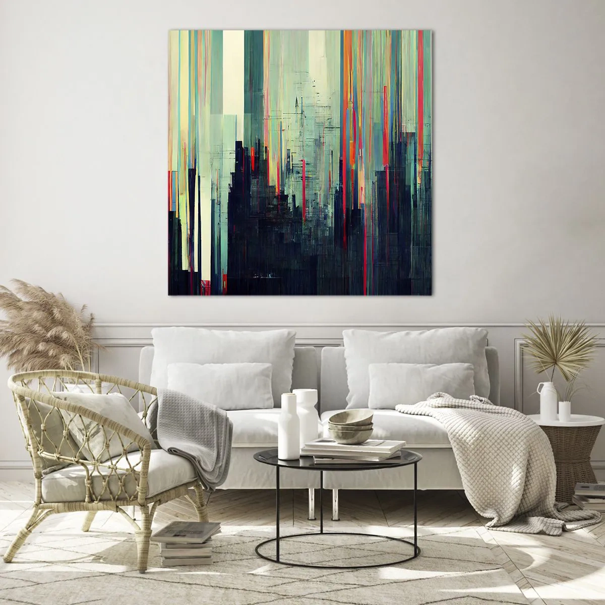Billede på glas - Futuristisk by - 30x30 cm