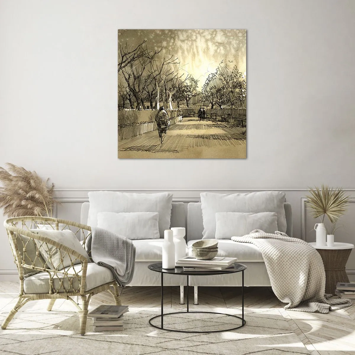 Billede på glas - Et øjeblik med fjer - 30x30 cm