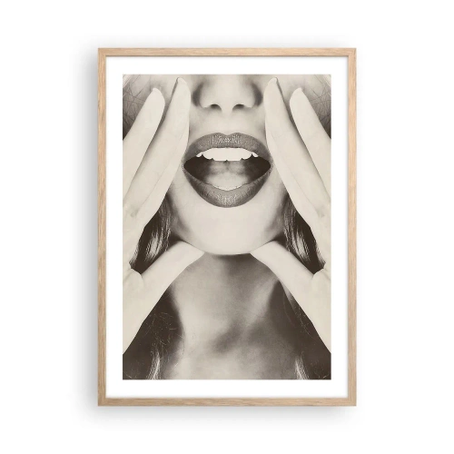 Plakat i ramme af lyst egetræ - Jeg er på vej! - 50x70 cm