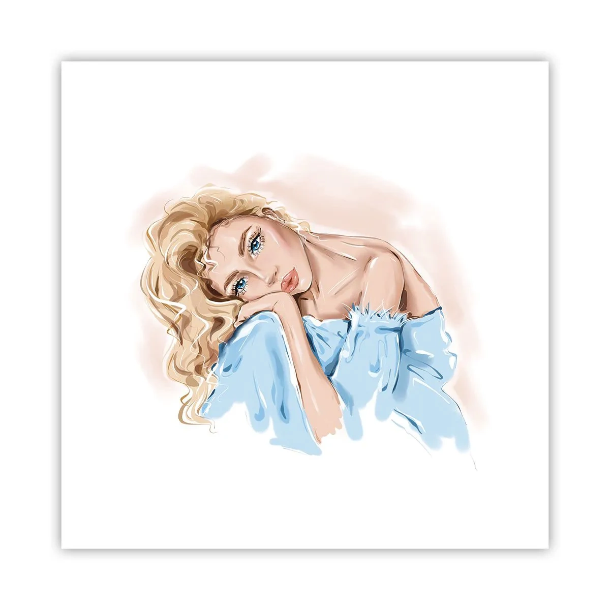 Plakat - Drømmende i blåt - 30x30 cm