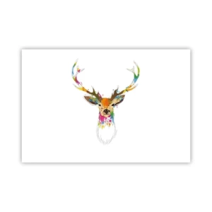 Plakat - Blid kronhjort badet i farver - 91x61 cm