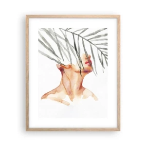 Plakat i ramme af lyst egetræ - Mærk pulsen i troperne - 40x50 cm