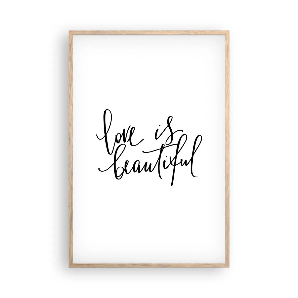 Plakat i ramme af lyst egetræ - Læs og gentag - 61x91 cm