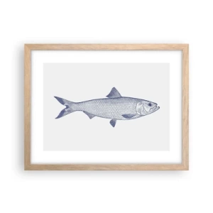 Plakat i ramme af lyst egetræ - Hilsner fra de nordlige have - 40x30 cm