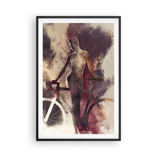 Plakat i sort ramme - I marmor former den cyklende sjæl - 61x91 cm