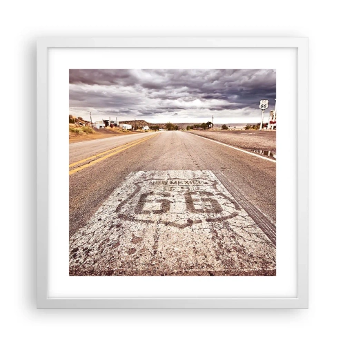 Plakat i hvid ramme - Mother Road - amerikansk legende - 40x40 cm