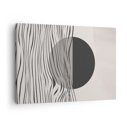 Lærredstryk - Billede på lærred - Abstrakte linjer og geometriske former i dæmpede farver - 70x50cm - Halvkomposition - Moderne vægdekoration til stue og soveværelse ARTTOR