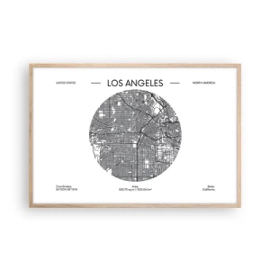 Plakat i ramme af lyst egetræ - Los Angeles' anatomi - 91x61 cm