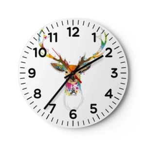 Vægur, Uret - Blid kronhjort badet i farver - 40x40 cm