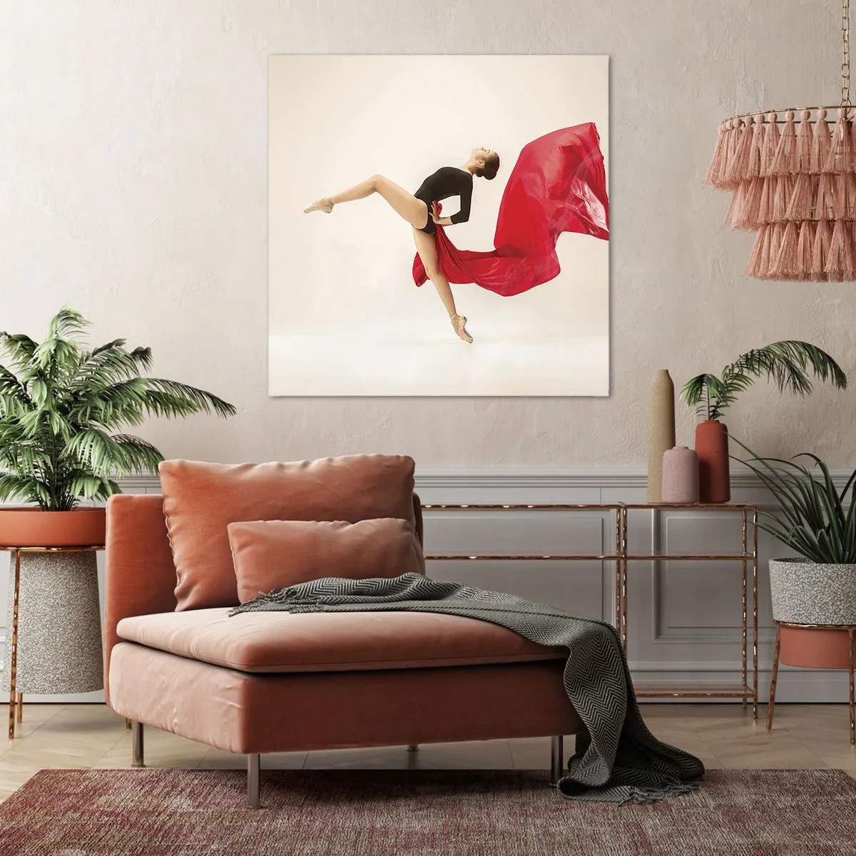 Lærredstryk - Billede på lærred - Rød og sort - 70x70 cm