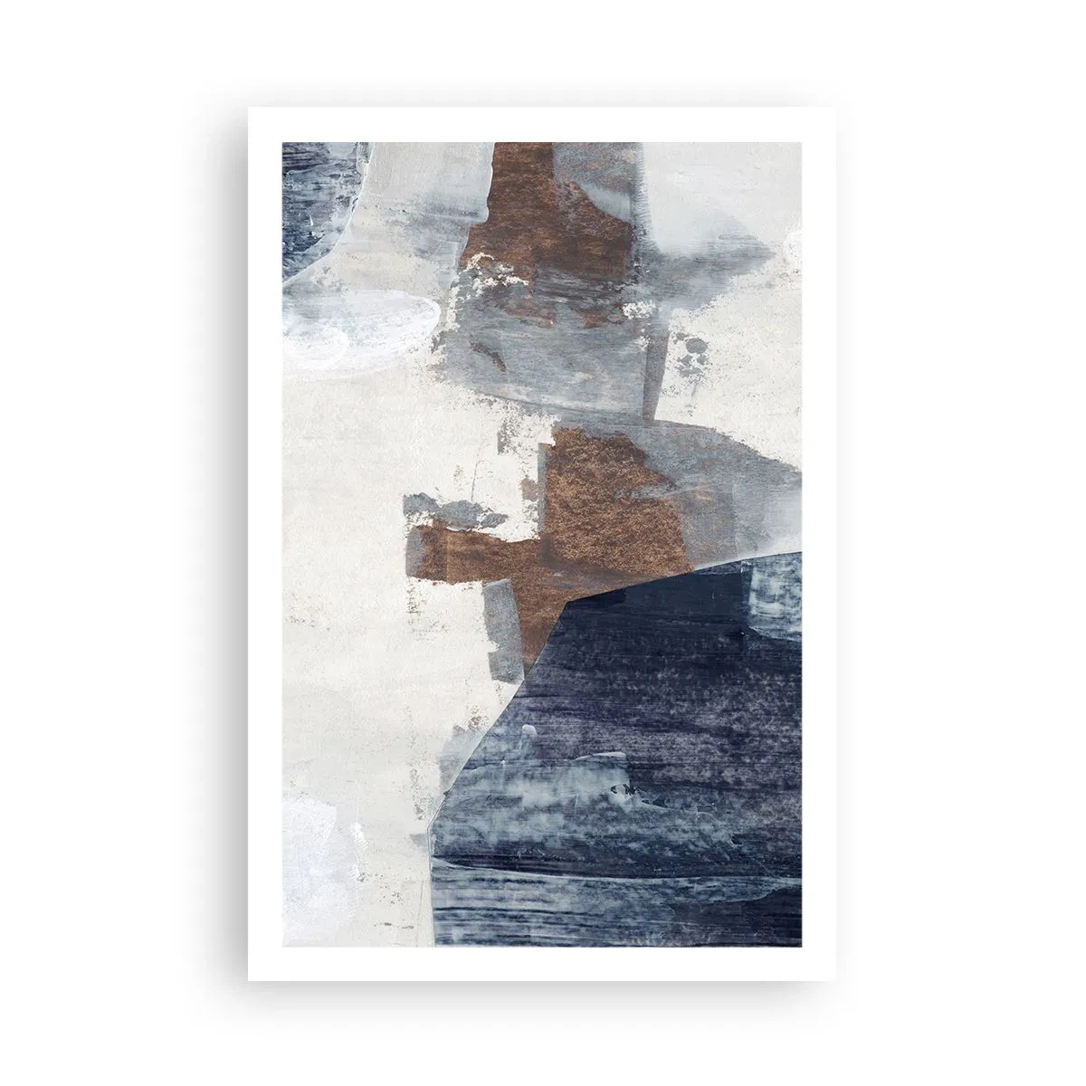 Plakat - Blåbrune former - 61x91 cm