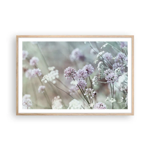 Plakat i ramme af lyst egetræ - Søde filigranurter - 91x61 cm