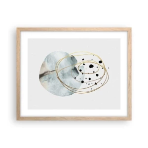 Plakat i ramme af lyst egetræ - I rummets favntag - 50x40 cm