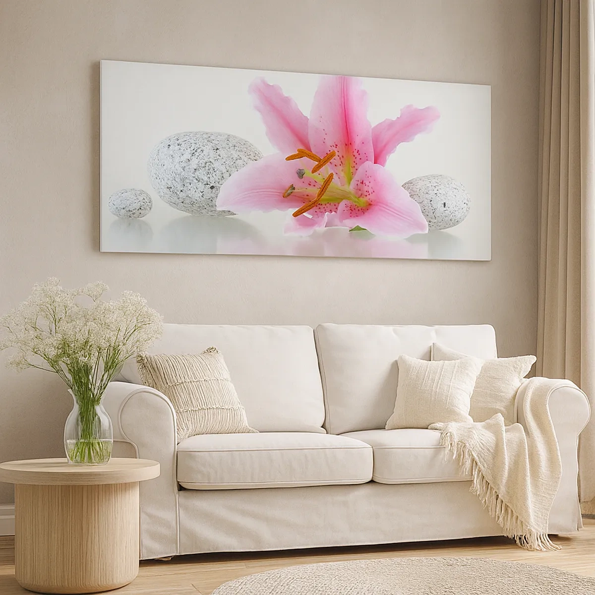 Lærredstryk - Billede på lærred - Et studie i rosa, grå og hvid - 30x30 cm