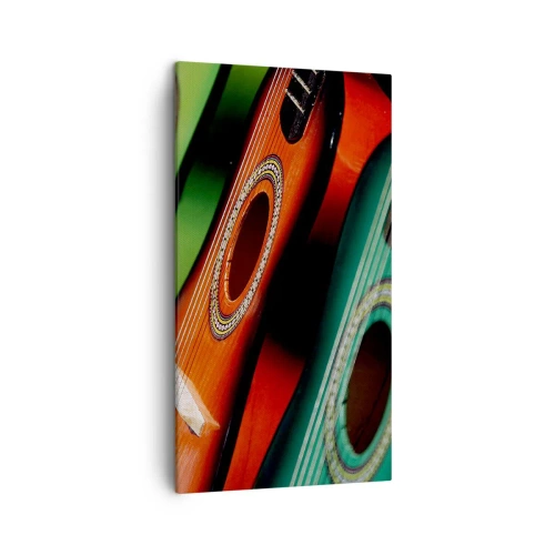Lærredstryk - Billede på lærred - Guitaren har mange farver - 45x80 cm