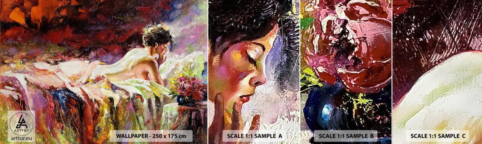 Prøve Fototapet Selvklæbende Deluxe Sticker - Eftertænksom Venus - Kvinde, Legeme, Stykke - 100x30 cm