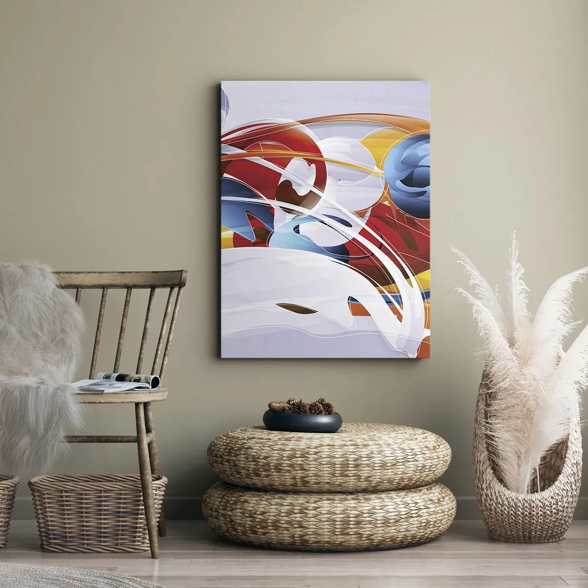 Lærredstryk - Billede på lærred - Elementernes dans - 45x80 cm