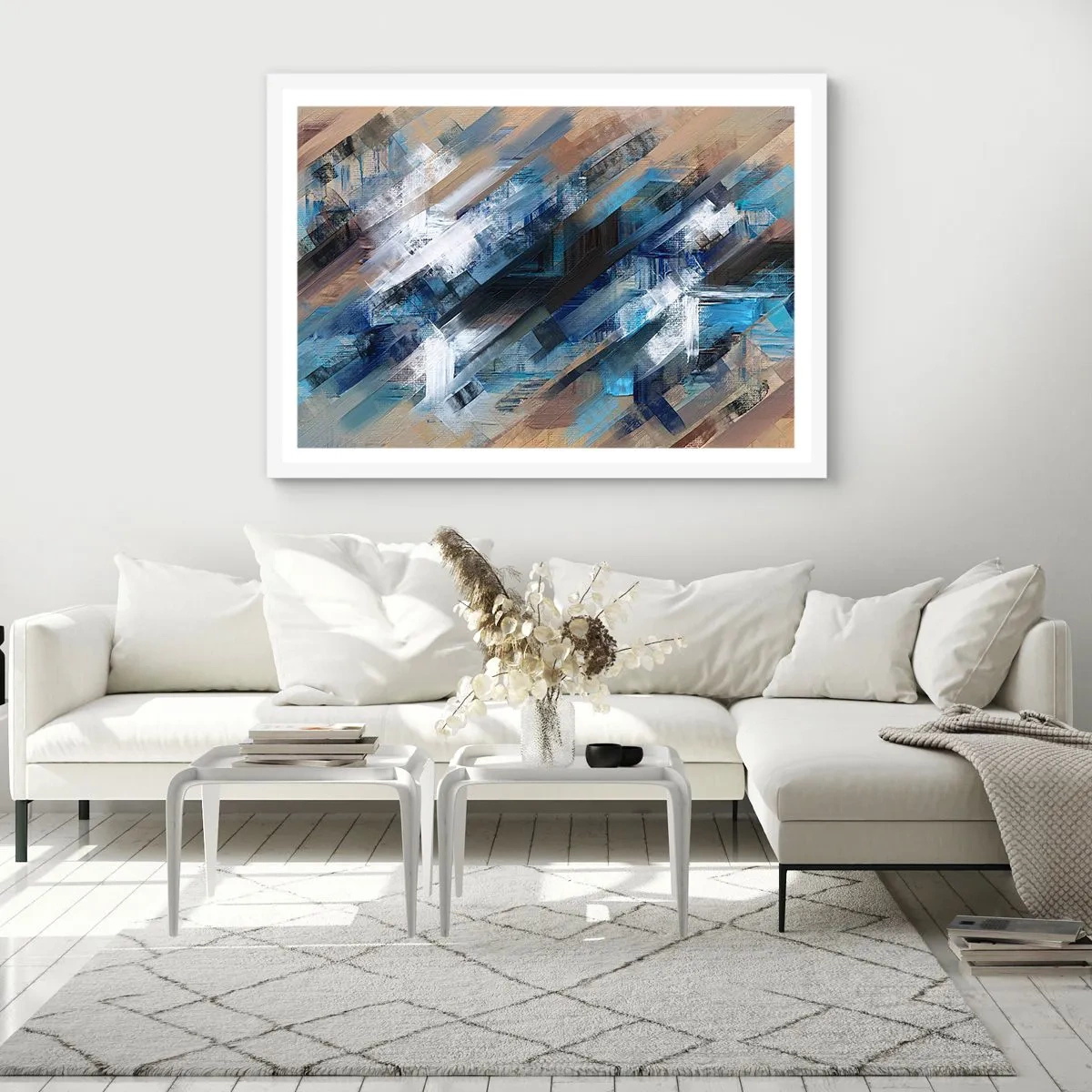 Plakat i hvid ramme - På en blå skråning - 100x70 cm