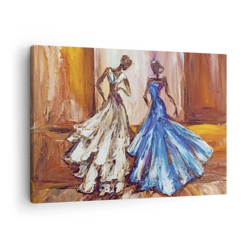 Lærredstryk - Billede på lærred - Figurer i aftenkjoler i kunstnerisk stil - 70x50cm - Den taknemmelige duo - Moderne vægdekoration til stue og soveværelse ARTTOR
