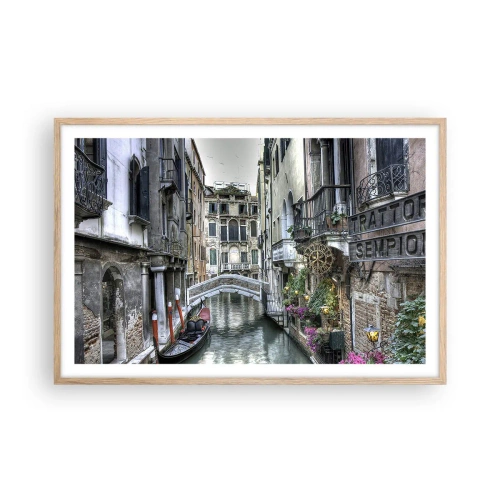 Plakat i ramme af lyst egetræ - I århundreder i tavs drømmeri - 91x61 cm