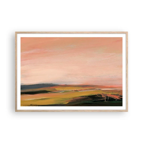 Plakat i ramme af lyst egetræ - I lyserøde toner - 100x70 cm