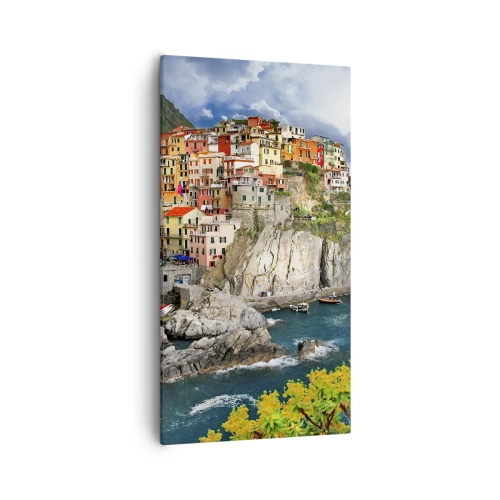 Lærredstryk - Billede på lærred - En klynge klæber sig til klipperne - 55x100 cm