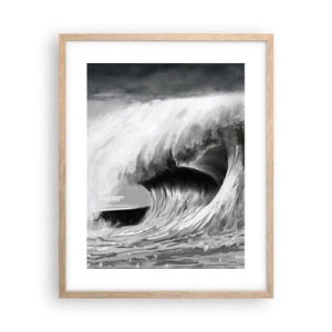 Plakat i ramme af lyst egetræ - Havets vrede - 40x50 cm
