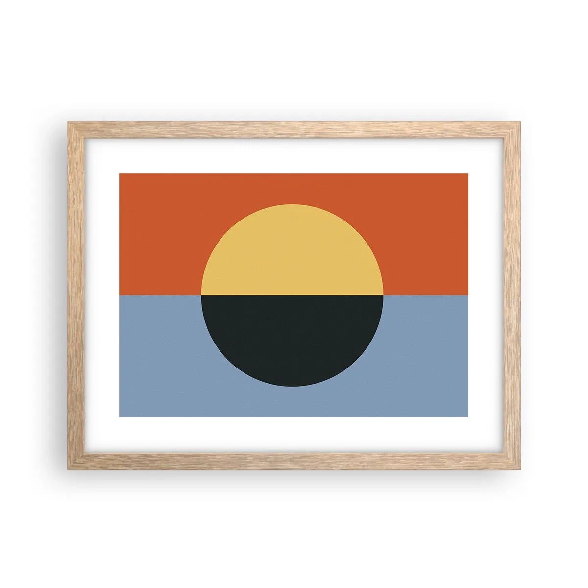 Plakat i ramme af lyst egetræ - En sammensætning af varme og kølighed - 40x30 cm