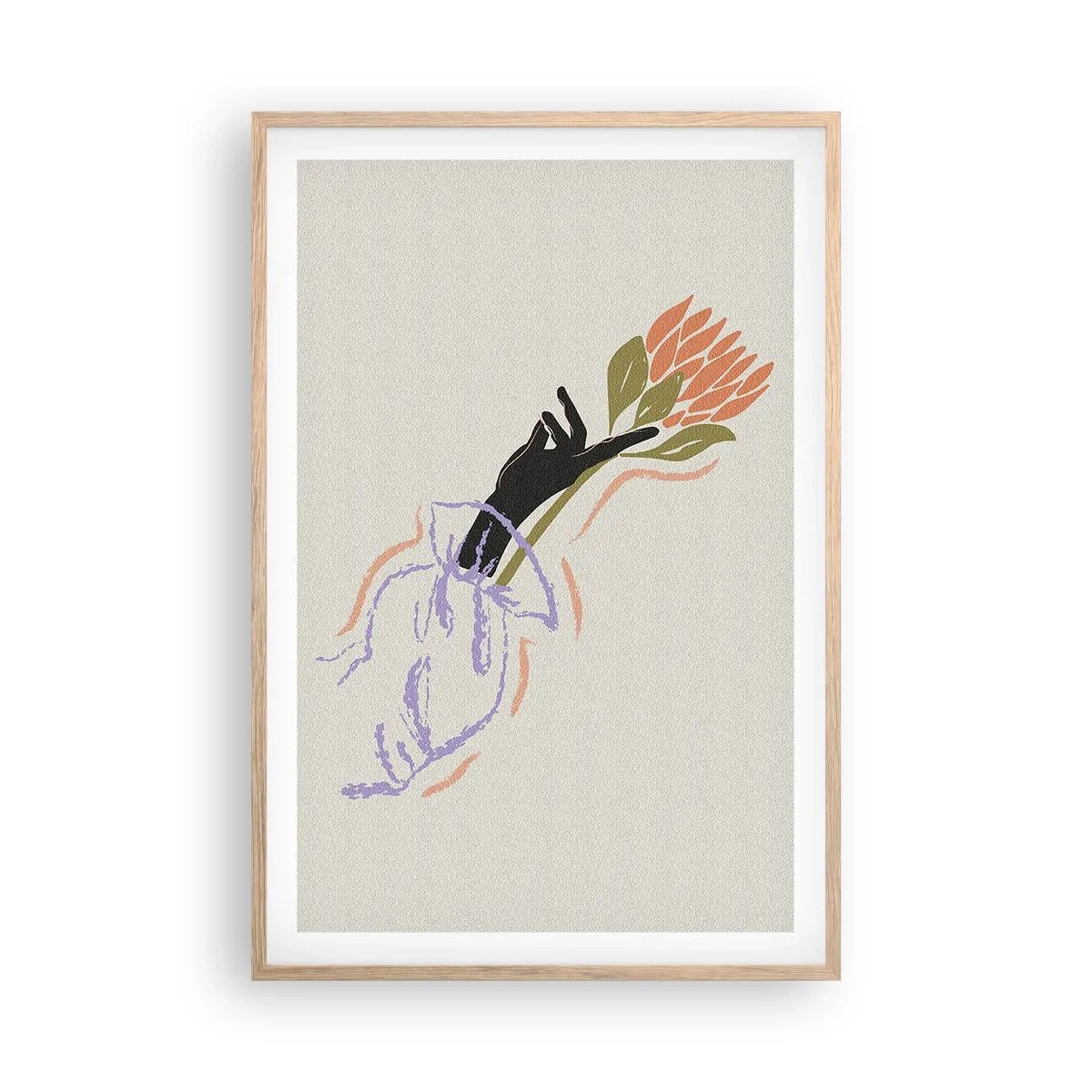 Plakat i ramme af lyst egetræ - En søsterlig berøring - 61x91 cm