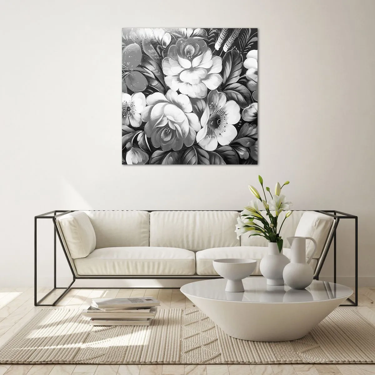 Billede på glas - Smuk selv i grå farve - 40x40 cm