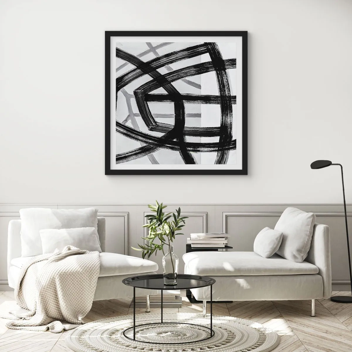 Plakat i sort ramme - Opbygning af dybde - 40x40 cm