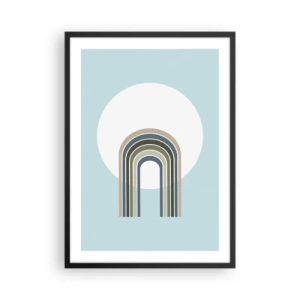 Plakat i sort ramme - En minimalistisk bue med pastelfarver mod en cirkulær baggrund - 50x70cm - Uimodståelig tiltrækningskraft - Moderne vægdekoration til stue og soveværelse ARTTOR