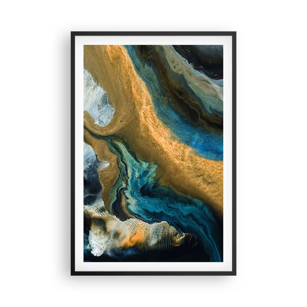 Plakat i sort ramme - Blå - gul - gensidig indflydelse - 61x91 cm