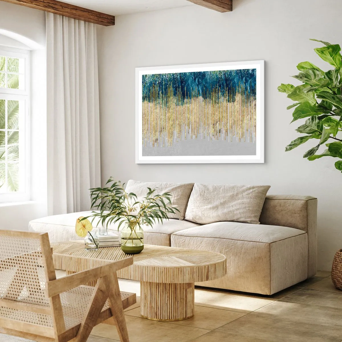 Plakat i hvid ramme - Forgyldt grænse - 50x40 cm