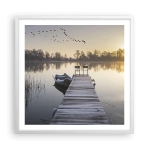 Plakat i hvid ramme - Jeg kommer tilbage om et stykke tid - 60x60 cm