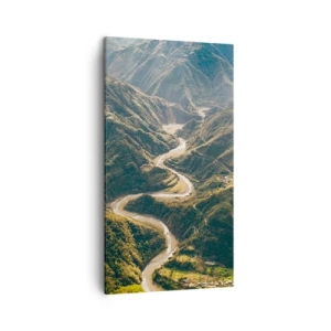 Lærredstryk - Billede på lærred - Direkte fra hjertet af bjergene - 45x80 cm