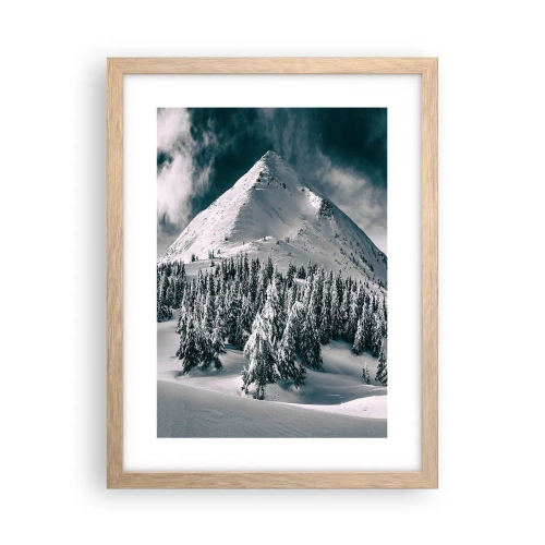 Plakat i ramme af lyst egetræ - Land med sne og is - 30x40 cm