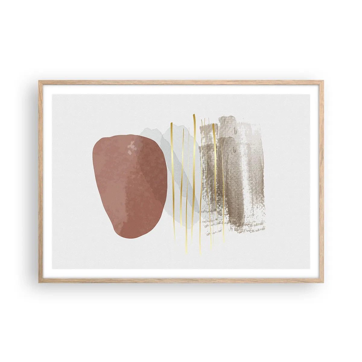 Plakat i ramme af lyst egetræ - Abstrakt kolonnade - 100x70 cm