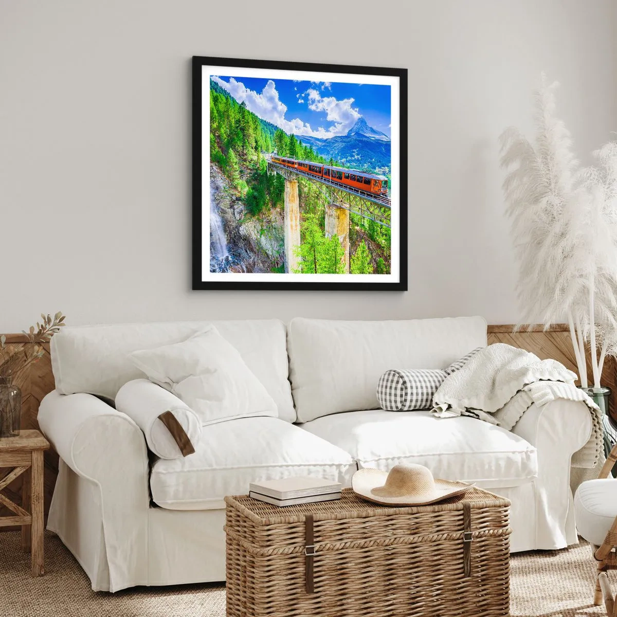 Plakat i sort ramme - Jernbane til Alperne - 30x30 cm