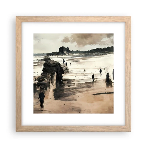 Plakat i ramme af lyst egetræ - Indkaldt - 30x30 cm