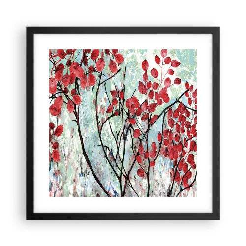 Plakat i sort ramme - Træ i skarlagenrødt - 40x40 cm