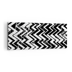 Lærredstryk - Billede på lærred - Zig-hvid, zag-sort - 100x40 cm