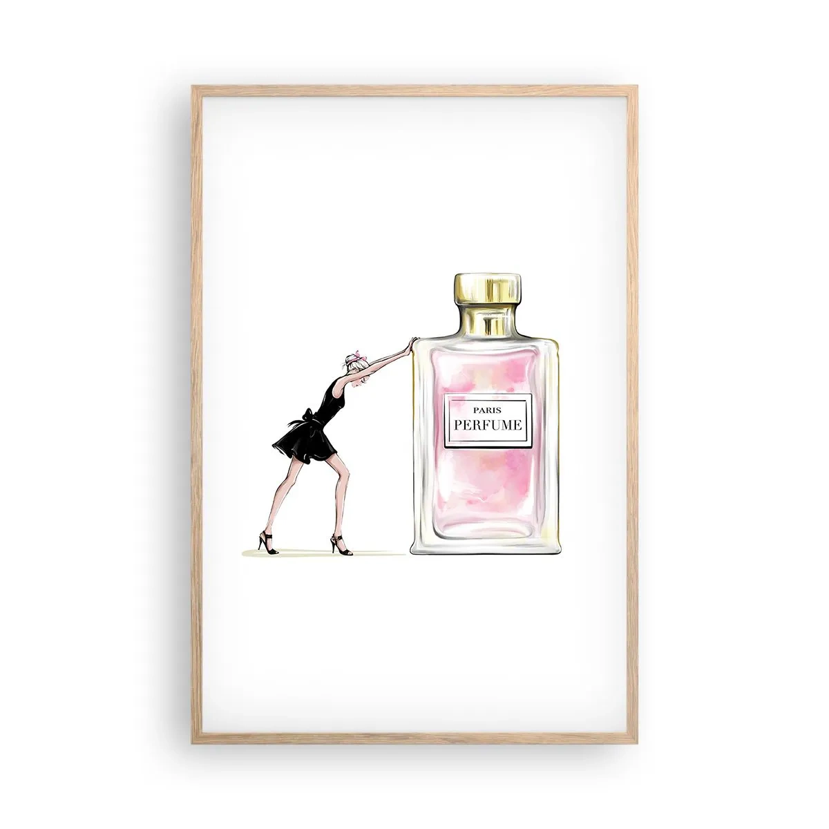 Plakat i ramme af lyst egetræ - Essensen af kvindelighed - 61x91 cm