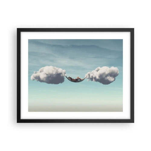 Plakat i sort ramme - Lykken i øjeblikket - 50x40 cm