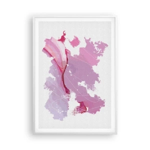 Plakat i hvid ramme - Kort over en lyserød verden - 70x100 cm