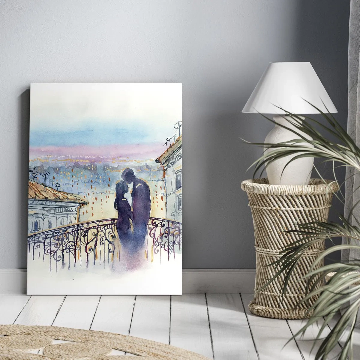 Lærredstryk - Billede på lærred - Parisiske elskere - 50x70 cm