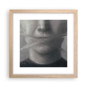 Plakat i ramme af lyst egetræ - Ikke et ord - 30x30 cm