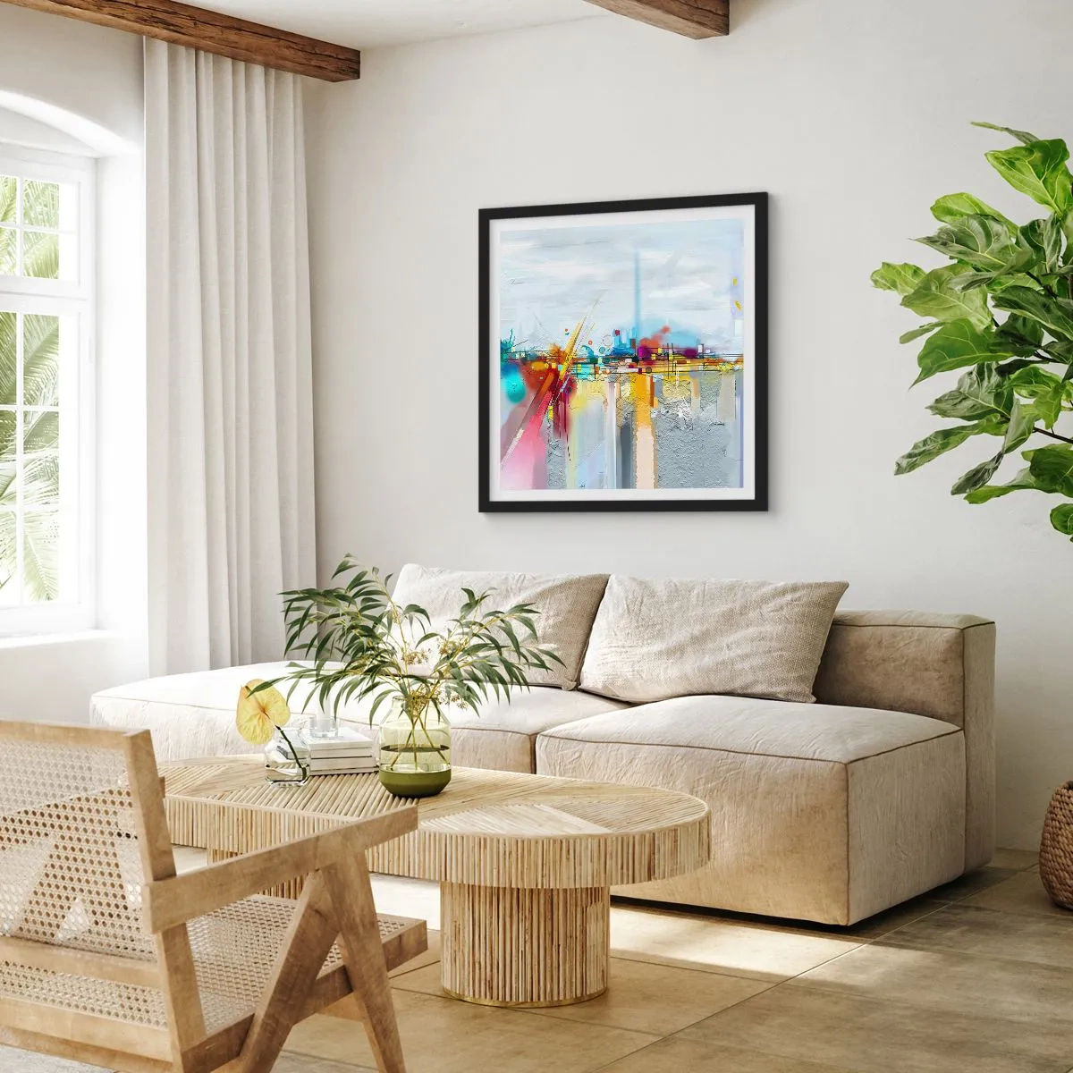 Plakat i sort ramme - Glædens bro over livets flod - 50x50 cm