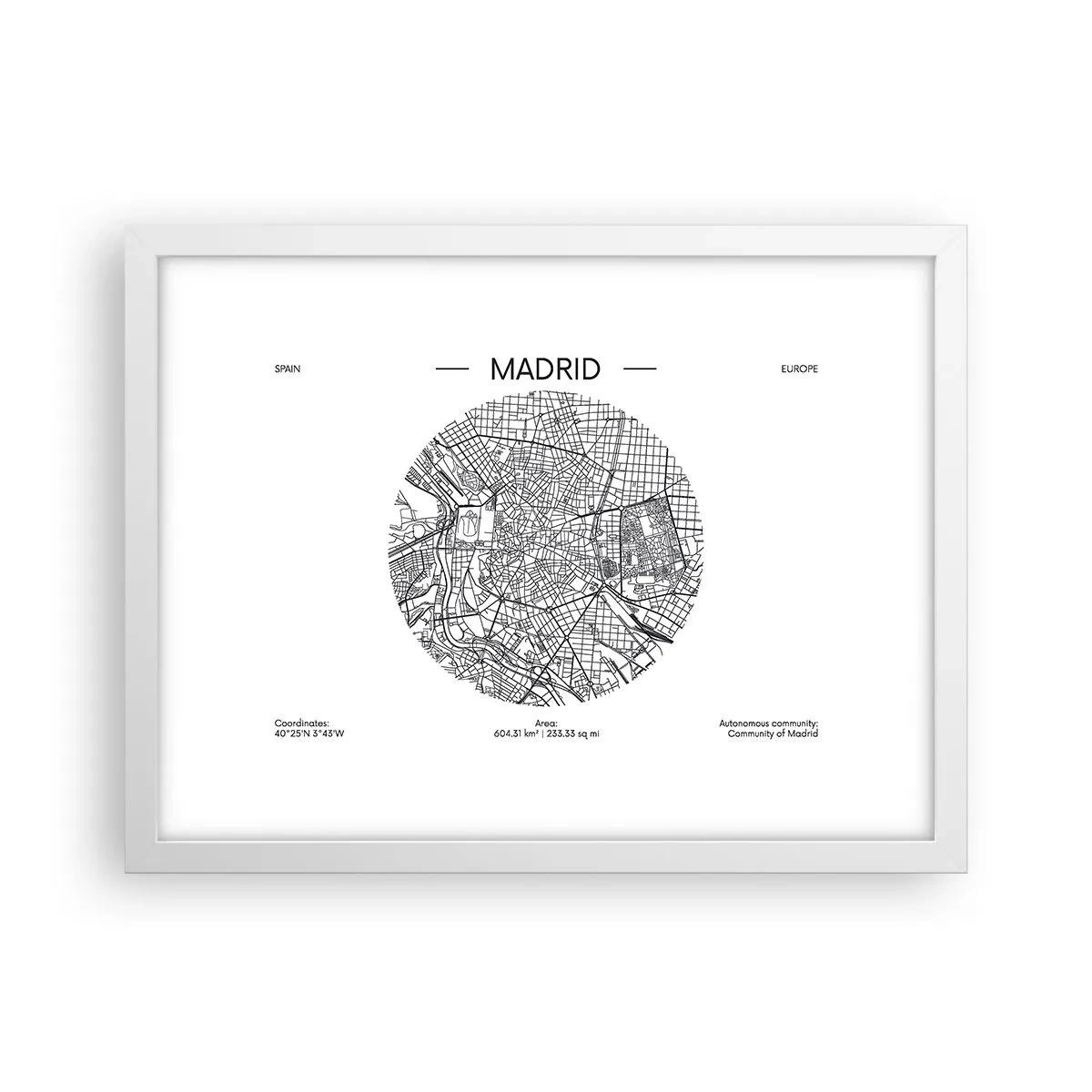 Plakat i hvid ramme - Madrids anatomi - 40x30 cm